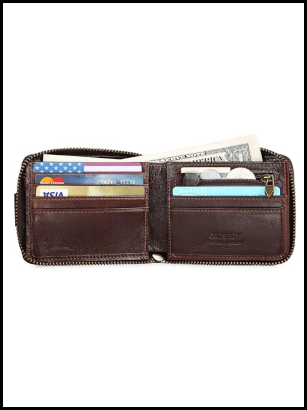 RFID Blocking Leather Bifold Wallet with Chain, 18 Card Slots, Genuine Cowhide